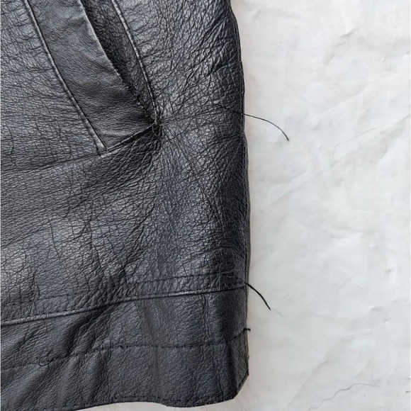 Vintage Pelle Cuir Black Leather Jacket  Zipper & Button Front - Men's Large - Picture 7 of 8